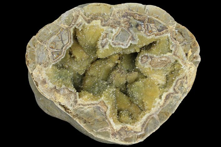 Yellow Crystal Filled Septarian Geode - Utah #97241